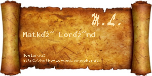 Matkó Loránd névjegykártya